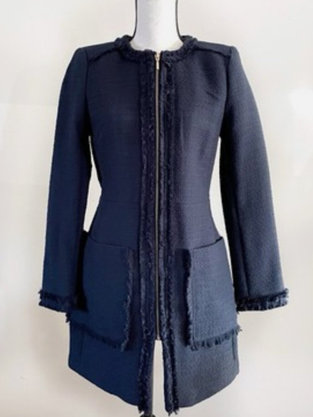 H&M Tweed Zipper Front Coat Size M
